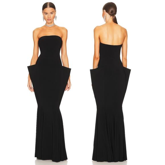 Norma Kamali Strapless Wing Fishtail Gown Strapless Formal Statement Gala Sz L - Picture 1 of 8